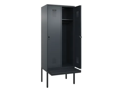 locker met bank,HxBxD 2120x800x815mm,2vak,vak B 400mm,draaigrendel