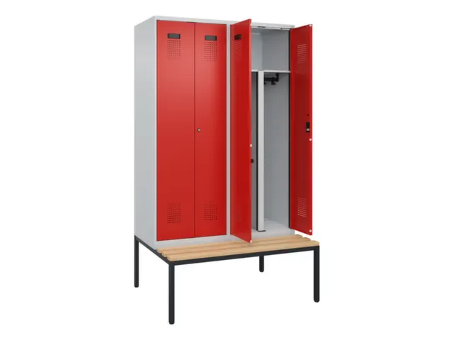 PBM-locker met bank,HxBxD 2120x1200x815mm,4vak,vak B 300mm