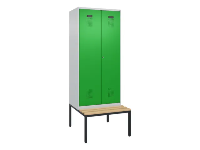 locker met bank,voor scheiding van kleding,HxBxD 2120x800x815mm,2vak