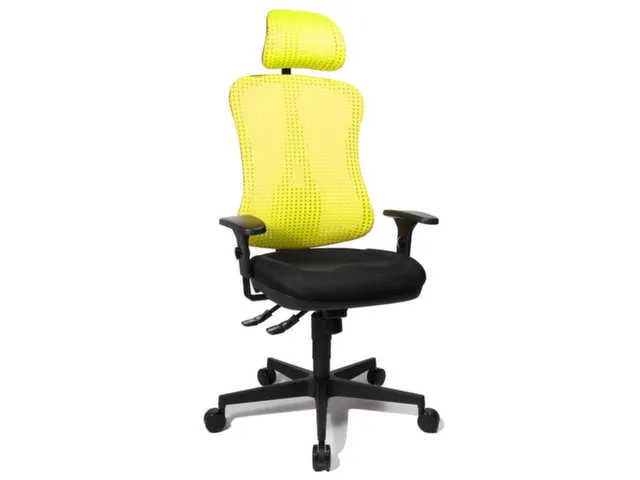 Siège Bureau Pivotant Assise Noir Dossier Maille Jaune