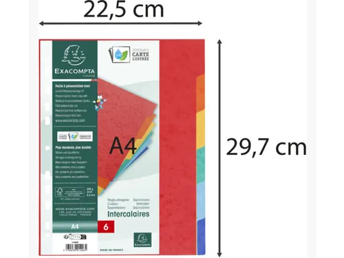 Tabbladen Exacompta A4 11-gaats 6-delig glanskarton Assorti
