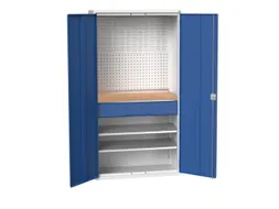 Systeemkast 2000x1050x550mm 2xlegbord 1lade RAL7035+RAL5010