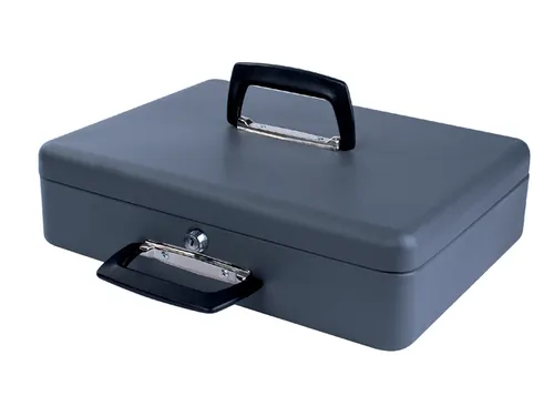 Geldkist Pavo muntsorteerbak en extra greep 368x280x115mm Donkergrijs