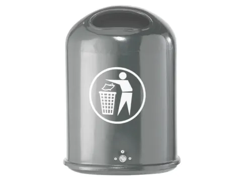 Afvalbak Staalplaat 45 Liter Ovale Opening Standaard Antraciet