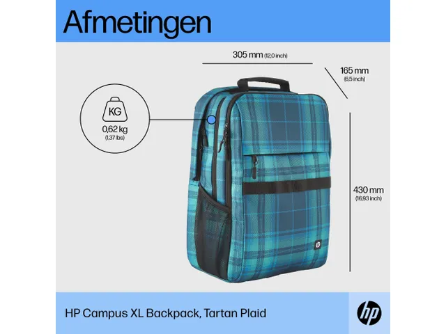 Hp Campus Xl Notebook Laptoptas Backpack 16.1 Inch Ruitmotief