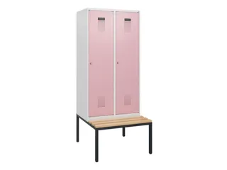 locker met bank,HxBxD 1950x800x815mm,2vak,vak B 400mm,cilinderslot - 2