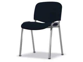 Bezoekersstoel 4Voeten Ovale Buis Aluminium-Zilver Donkerblauw Stof - 1