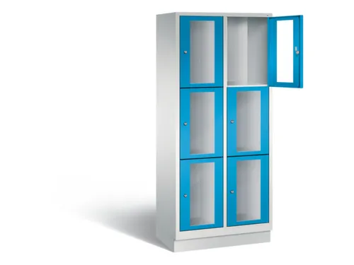 Lockerkast 1800x810x500mm 2x3 vakken Cilinderslot, Sokkel, RAL5012