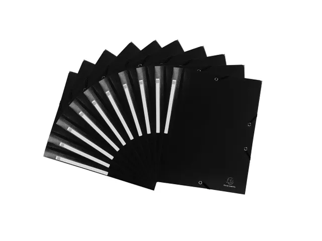 Elastomap A4 uit polypropyleen 3 kleppen en elastiek zwart