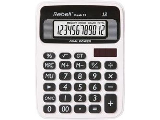 Calculator Rebell-DESK-12-RD wit-rood desktop | RekenmachinesWinkel.nl