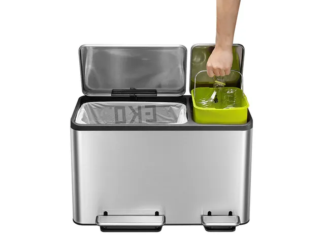 EcoCasa pedaalemmer 30 Liter +15 liter Mat RVS EKO