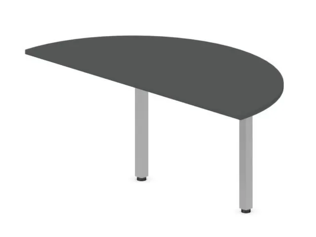 aanbouwtafel,i.h.v.,HxBxD 720-840x1600x800mm,halfrond,MS-donkergrijs