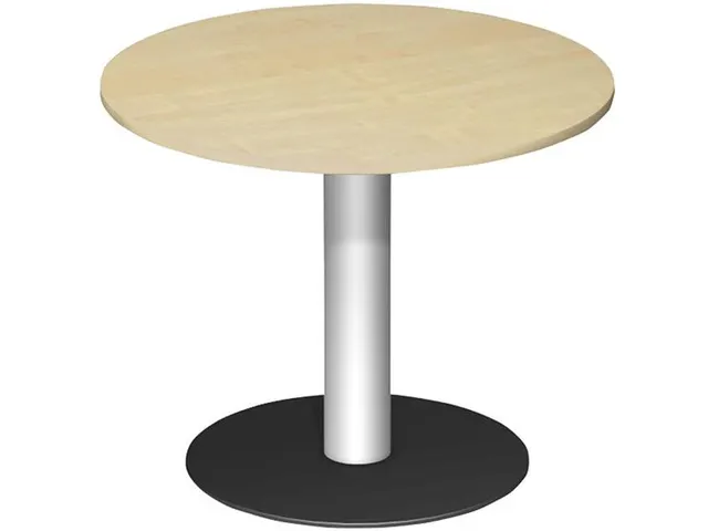 vergadertafel,HxØ 720x900mm,rond,schotelvoet RAL9006,blad wit