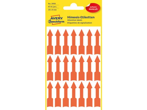 Avery Zweckform 3008 markeringspijlen 39x9mm lichtrood 189 stuks