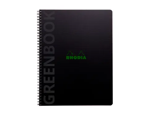 Notitieboek Rhodia Greenbook A4+ lijn 4-gaats 180 pagina's 90gr zwart