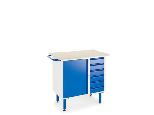 Werkbank,Multiplexblad,Draagverm. 400Kg,4Voeten,Uitrusting: 6Laden