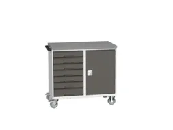 montagetafel 980x1050x600mm linoleumblad 7 laden kast front RAL7016