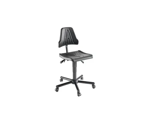 Werkplaatsstoel 485-625mmx420mmx440mm Pu-Zitting Zwart Wielen