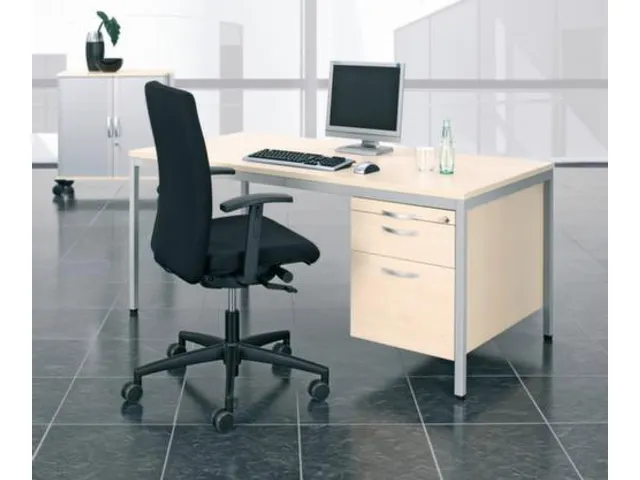 Bureau Hxbxd 720x1600x800mm Bladdecor Noten Frame Ral7035