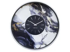 Wandklok NeXtime Marble Duo 48cm zilver metaal