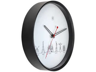 Wandklok nXt Worldtour dia 30cm kunststof zwart - 2