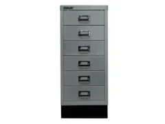 kantoor-ladekast HxBxD 670x279x380mm 6 laden romp zilverkleurig staal