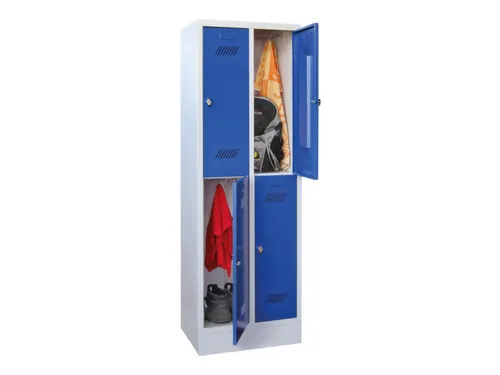 dubbeldekse locker,HxBxD 1850x600x500mm,2x2vak.,RAL7035,front RAL5010