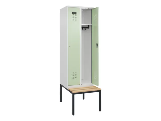 locker met bank,HxBxD 2120x600x815mm,2vak,vak B 300mm,cilinderslot