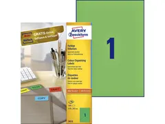 Gekleurde Etiketten Avery Zweckform 210x297mm A4 Groen 100 stuks