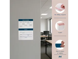 Zelfklevende Posterhouder A4 Multi-Surface Voor Glad set van 5 stuks - 12