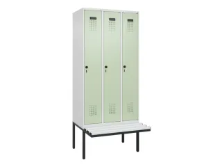 locker met bank,HxBxD 2120x900x815mm,3vak,vak B 300mm,draaigrendel - 2