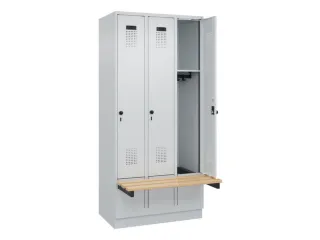 locker met bank,HxBxD 1950x900x815mm,3vak,vak B 300mm,draaigrendel - 1