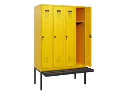 locker met bank,HxBxD 1950x1200x815mm,4vak,vak B 300mm,draaigrendel