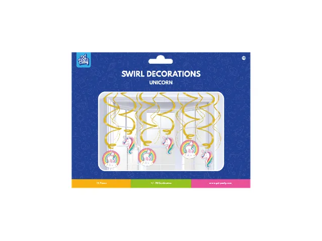 Hangdecoratie 70cm Party Swirl Unicorn 12 stuks