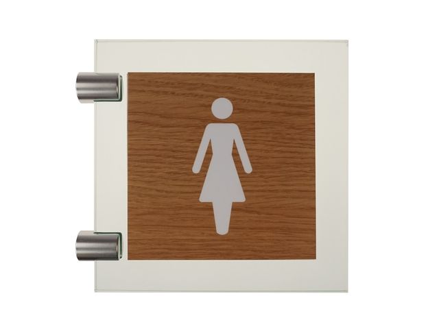 Premium Pictogram Glasslook Houtlook Dames 150x150mm | AanAfwezigheidsbord.nl