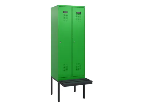 locker met bank,HxBxD 1950x600x815mm,2vak,vak B 300mm,cilinderslot