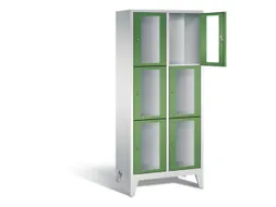lockerkast 1850x810x500mm 2x3 vakken Cilinderslot Poten, RAL6011