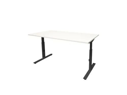 Bureau Linesto Plus Hoogte instelbaar 120x80cm Krijtwit, T-poot Zwart