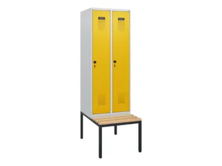 locker met bank,HxBxD 1950x600x815mm,2vak,vak B 300mm,draaigrendel - 2