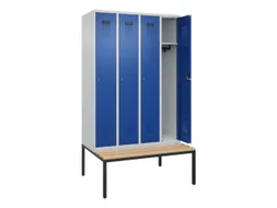 locker met bank,HxBxD 2120x1200x815mm,4vak,vak B 300mm,cilinderslot