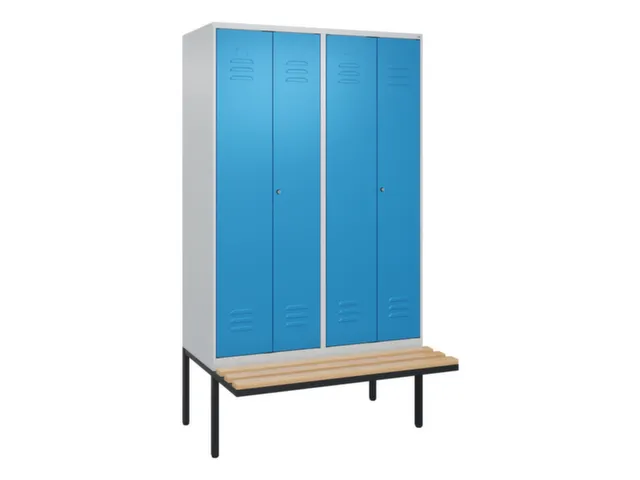 PBM-locker met bank,HxBxD 2120x1200x815mm,4vak,vak B 300mm,cil.-slot