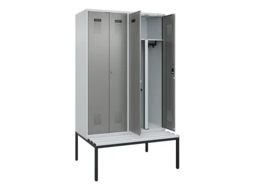 PBM-locker met bank,HxBxD 2120x1200x815mm,4vak,vak B 300mm