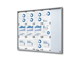 Vergrendelbaar notitiebord Indoor Slim 15xA4 met Schuifdeuren Zilver - 1