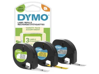 Labeltape Dymo Letratag 91240 3-pack Assorti 12mm - 1