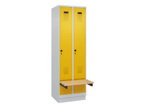 locker met bank,HxBxD 1950x600x815mm,2vak,vak B 300mm,draaigrendel