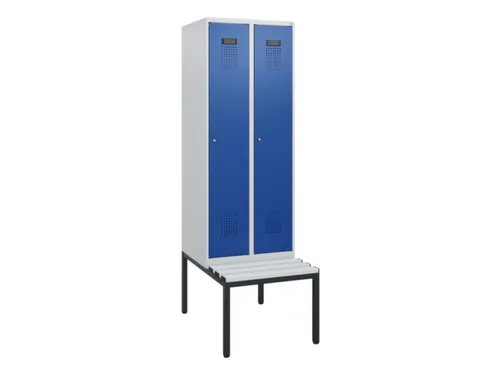 locker met bank,HxBxD 1950x600x815mm,2vak,vak B 300mm,cilinderslot