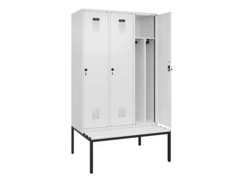 locker met bank,voor scheiding van kleding,HxBxD 2120x1200x815mm,3vak