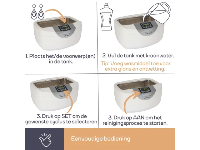 Ultrasone Reiniger Met Tijdschakelaar 2.6 Liter