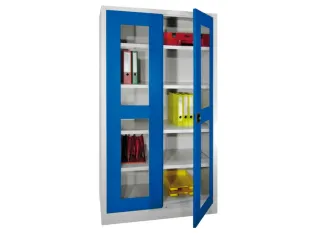 Vitrinekast Hxbxd 1950x1000x400mm Draaideuren Ral7035 Front Ral3000 - 1