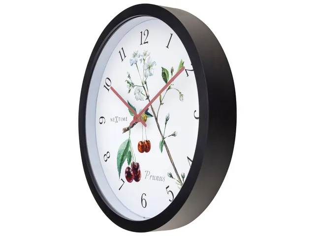 Buitenklok Nextime dia 30.5cm Prunus cijfers, zwarte rand witte wijzer